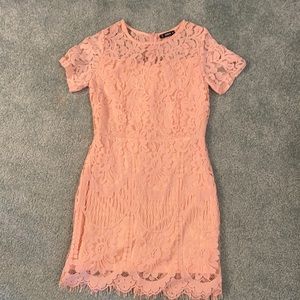 Shein pink lace dress